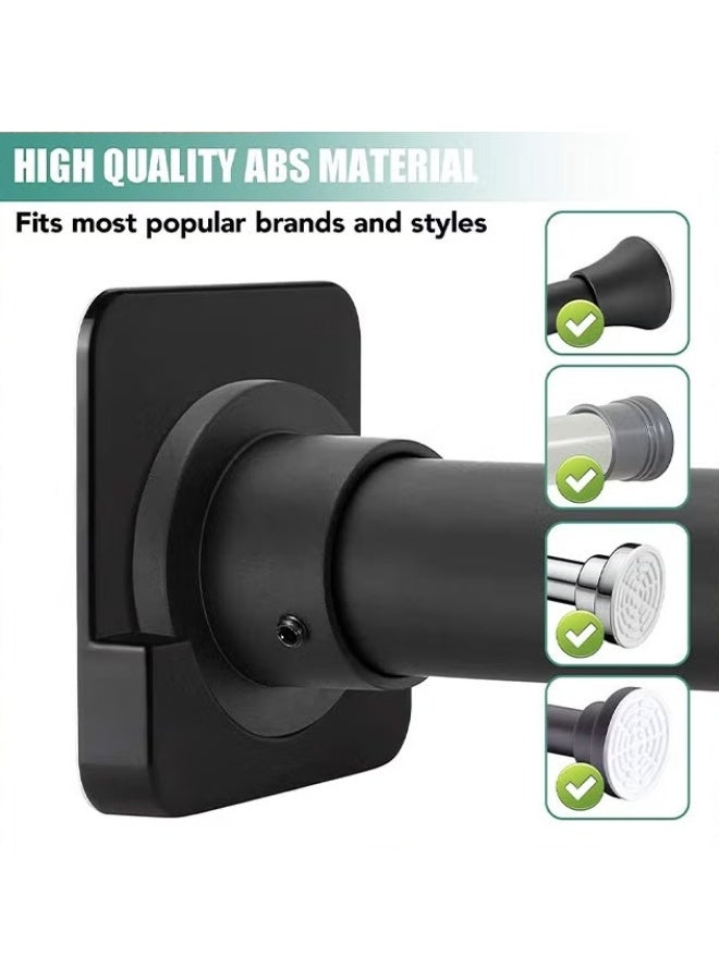 حامل عصا ستارة دش اللاصق,6 جهاز كمبيوتر شخصي مربع لاصق حامل عصا دش الجدار المثبتة للجدار,تثبيت حاملات عصا ستارة دش خالية من الحفر للفندق / المنزل / غرفة الغسيل / الحمام,أسود - Image 2